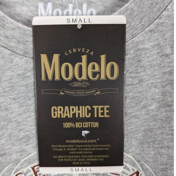 Modelo Beer shirt Mens Small Gray Beverage Cerveza Party Frat College Lion crest - Picture 5 of 7